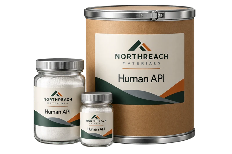 Sealed powder sample jars and a compact fibre drum concept with fictional NORTHREACH MATERIALS branding.